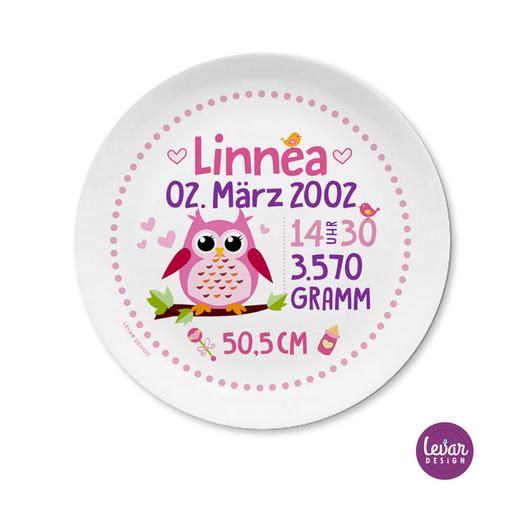 Personalisiertes Geschenk Baby, Geburtsteller Taufteller  | Kinderteller mit Geburtsdaten aus Melamin BPA frei | Artikelnummer: 81451095 -1