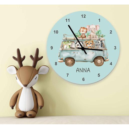 Wanduhr für Kinder Safaritiere | Wanduhr mit leisem Laufwerk | Artikelnummer: 125553059