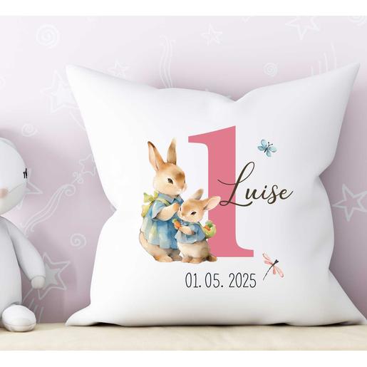 Baby Kissen Hase mit Füllung  | Weiches Kinderkissen mit Namen personalisiert  | Artikelnummer: 6615-0401-7528 -1