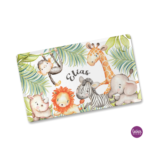 Kinderteller Dschungeltiere | Geschenk zur Geburt, Taufe | Personalisiertes Kindergeschirr | Kindergeschirr mit Namen aus Melamin BPA frei | Artikelnummer: 3042-5422-1416 -5