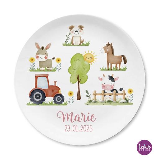Bauernhof | Kindergeschirr Set | Taufgeschenk | Kinderteller  | Hochwertiges Melamingeschirr BPA frei | Artikelnummer: 4556-6011-2532 -6 1