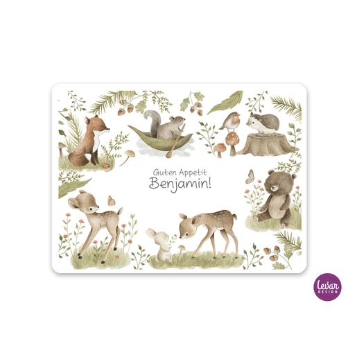 Tischset, Platzdeckchen, Waldtiere | Abwischbares Tischset mit Namen personalisiert | Artikelnummer: 1138-6062-1613