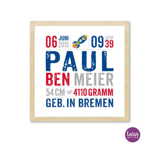 Geburtsanzeige, Namensbild, Taufgeschenk mit Geburtsdaten | Personalisiert mit Geburtsdaten | Artikelnummer: 6828-5381-8362 -1