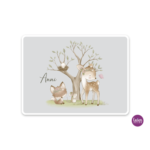 Tischset, Platzdeckchen, Waldtiere | Zauberhaftes Tischset mit Namen personalisiert, abwischbar | Artikelnummer: 2680-0081-7287 -4