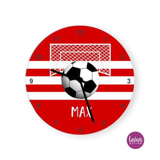 Wanduhr, Kinderzimmer Uhr, Fußball | Personalisiertes Geschenk für Jungs | Artikelnummer: 1758-1483-6128 -6