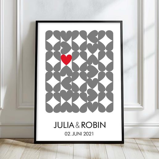 Personalisierte Wohnposter | Geschenk Hochzeit | Aquarell Fineartkunstdruck mit Namen personalisiert | Artikelnummer: 5655-0067-33434-2
