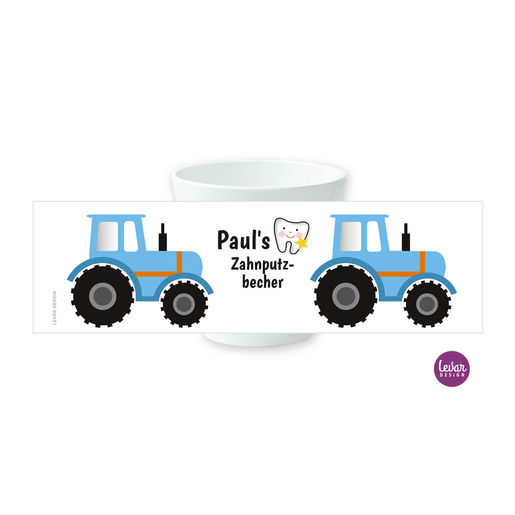 Zahnputzbecher | Traktor | Zahnbecher aus Melamin, BPA frei und hergestellt in Deutschland | Artikelnummer: 5552-4325-0178 -4