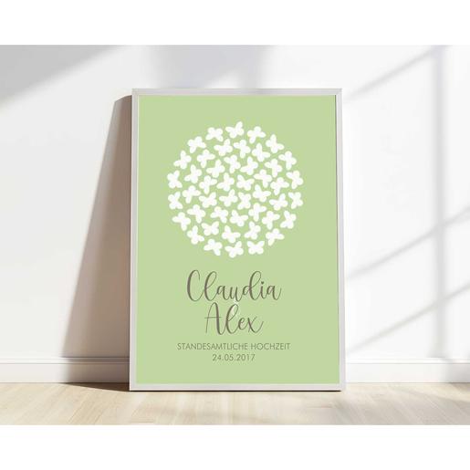 Personalisiertes Hochzeitsposter mit Hochzeitsdaten, Schmetterlinge | Hochwertiger Fineart-Kunstdruck  | Artikelnummer: 68779623 -2
