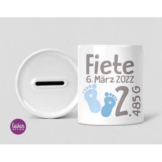 Spardose Babyfüße | Personalisiertes Geldgeschenk zur Taufe für Mädchen | Artikelnummer: sparbabyf -2