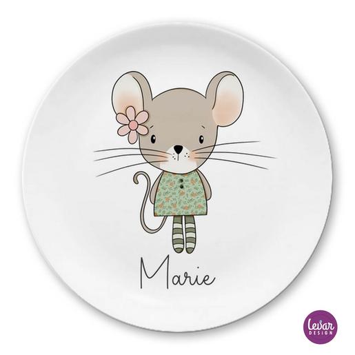 Kinderteller Maus mit Namen | Eßteller aus hochwertigem Melamin | Artikelnummer: 1636-4837-4443 -3