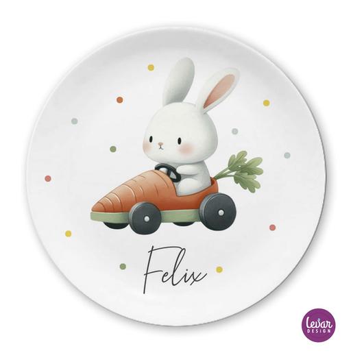 Hasen Kindergeschirr Set  | Hase Kinderteller mit Namen aus Melamin BPA frei | Artikelnummer: kiseank -8