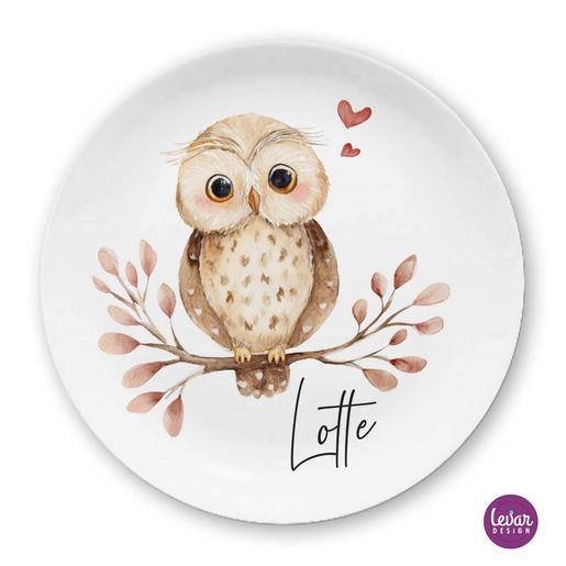 Personalisierte Kinderteller Eulen | Melaminteller BPA frei + hergestellt in Deutschland | Artikelnummer: 6521-0115-7362 -2