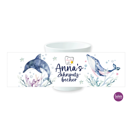 Zahnputzbecher Wale für Kinder | Melamingeschirr BPA frei, hergestellt in Deutschland | Artikelnummer: 7554-3314-1723