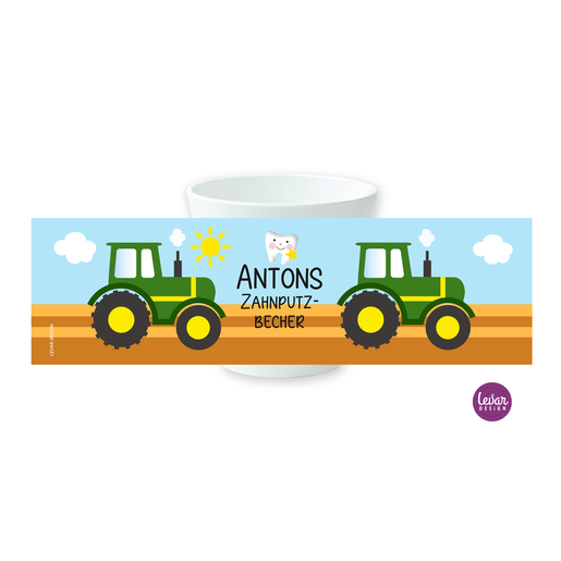 Traktor Zahnputzbecher für Kinder | Zahnbecher aus Melamin, BPA frei und hergestellt in Deutschland | Artikelnummer: 0372-8116-2114 -1