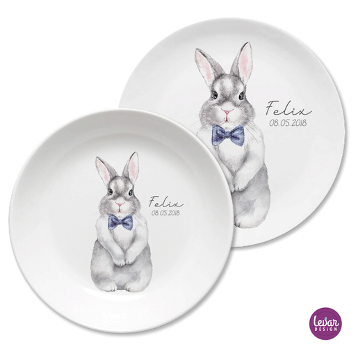 Osterteller Hase Kinderteller Kindergeschirr mit Namen | Kinderteller Hase mit Namen aus Melamin BPA frei | Artikelnummer: 52199126 -3