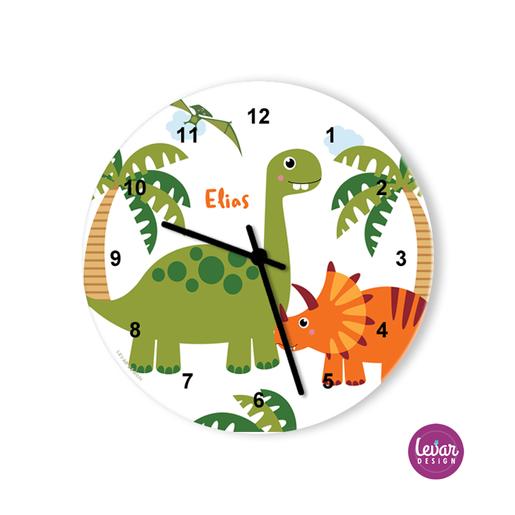 Wanduhr Dinosaurier  | Personalisiertes Geschenk zur Geburt oder Taufe | Artikelnummer: 135530347 -1