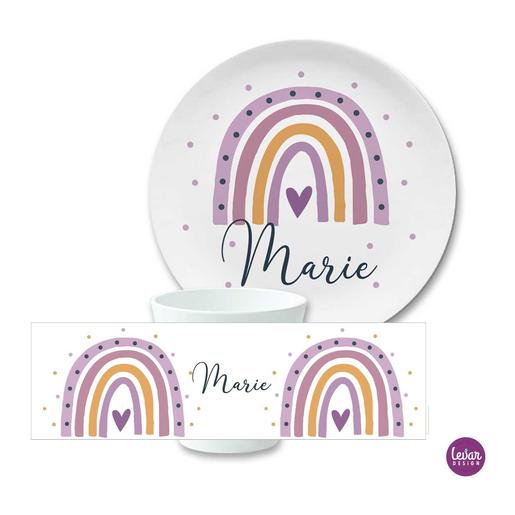 Kindergeschirr Regenbogen | Trinkbecher und Dessertteller aus Melamin | Artikelnummer: 8375-4086-4546 -3