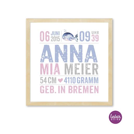 Geburtsanzeige, Namensbild, Taufgeschenk mit Geburtsdaten | Personalisiert mit Geburtsdaten | Artikelnummer: 6828-5381-8362 -4