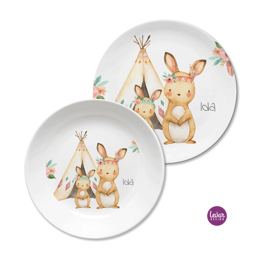 Kindergeschirr Hasen personalisiert | Levar Design | Melaminteller BPA frei | Artikelnummer: 51444420 -1