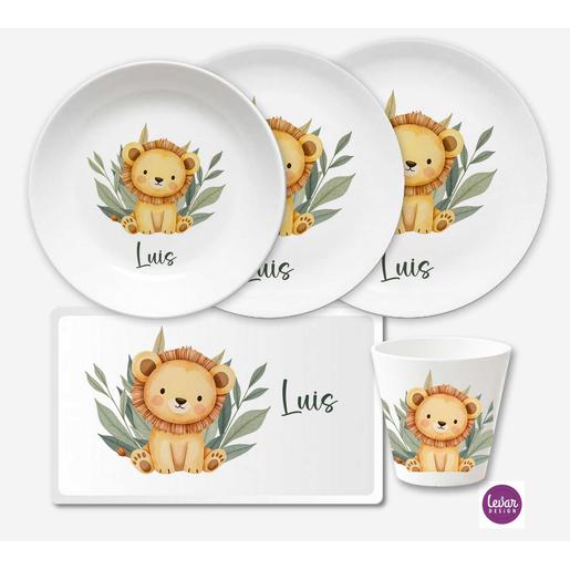 Kindergeschirr Set 5 teilig Löwe | Geschirrset aus Melamin und BPA frei für Kinder | Artikelnummer: 7852-3026-7140 01 02