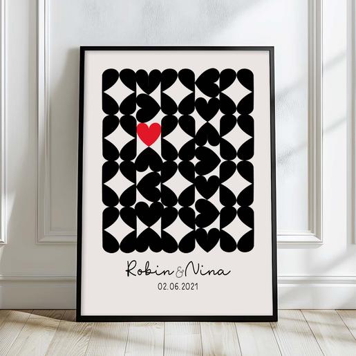 Personalisierte Wohnposter | Geschenk Hochzeit | Aquarell Fineartkunstdruck mit Namen personalisiert | Artikelnummer: 5655-0067-33434-5