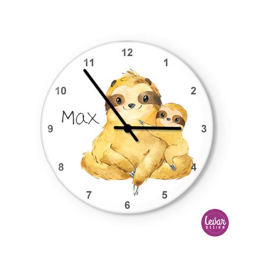 Wanduhr, Kinderzimmer Uhr, Faultier | Zauberhafte Wanduhr für Kinder | Artikelnummer: 7628-8835-8740 -3