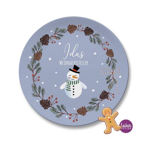 Adventsteller, Weihnachtsteller, Plätzchenteller Waldtiere | Kinderteller mit Namen aus Melamin BPA frei ♥ Made in Germany ♥  | Artikelnummer: weihtehblau -5