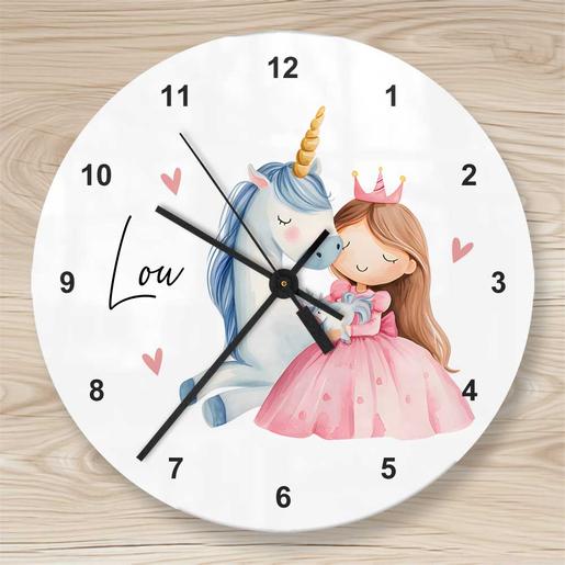 Personalisierte Kinderzimmeruhr - Einhorn | Leise tickende Wanduhr für Kinder Namen personalisiert | Artikelnummer: 7774-7701-2570