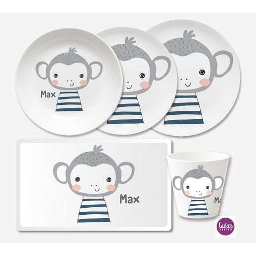 Affe Kindergeschirr Set 5 teilig  | Geschirrset aus Melamin und BPA frei für Kinder | Artikelnummer: 3800-2534-7405