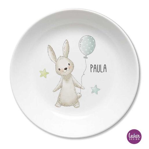 Kinderteller Hase  | Teller mit Namen aus Melamin BPA frei | Artikelnummer: 691235 -1