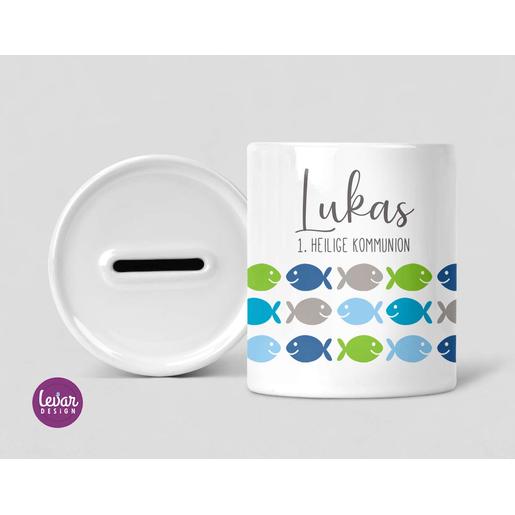 Personalisierte Spardose zur Kommunion | Tolle Spardose mit Wunschnamen | Artikelnummer: 121337 113 