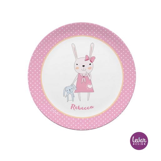 Kinderteller Hase | Zauberhafter Melamineller mit Namen | Artikelnummer: litelhase18