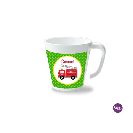 Kinderbecher mit Henkel, Feuerwehr  | Henkelbecher groß, 325 ml,  Ø 9,7 cm, Höhe 10 cm | Artikelnummer: henkbechfeuer -2