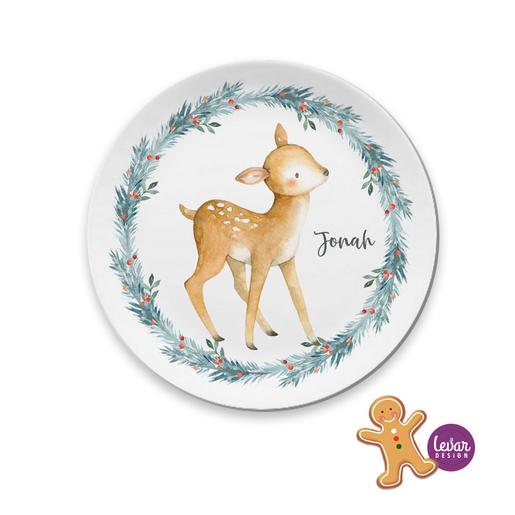 Weihnachtsteller, Plätzchenteller Reh | Kinderteller mit Namen aus Melamin BPA frei ♥ Made in Germany ♥  | Artikelnummer: 3222-0668-5063 Kopie
