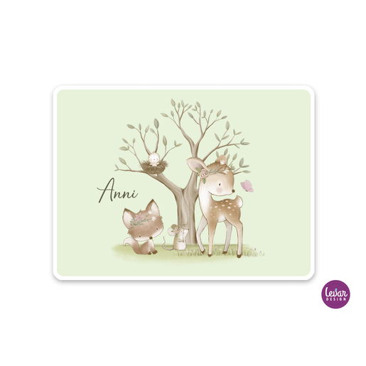 Tischset, Platzdeckchen, Waldtiere | Zauberhaftes Tischset mit Namen personalisiert, abwischbar | Artikelnummer: 2680-0081-7287 -3