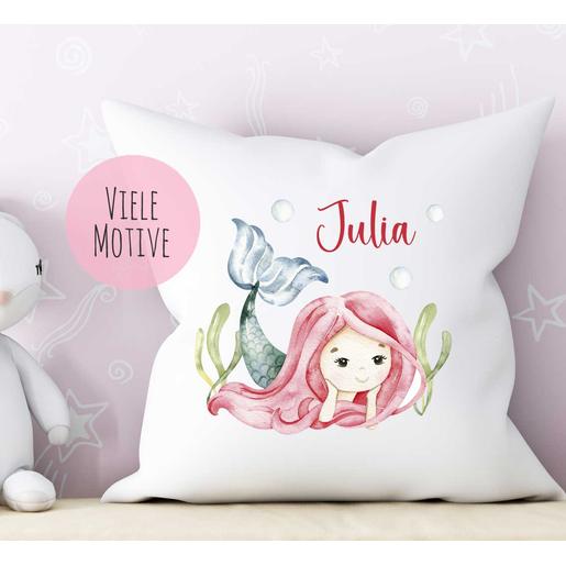 Babykissen Meerjungfrau | Weiches Kissen mit Füllung personalisiert | Artikelnummer: 0824-7001-3232 -2