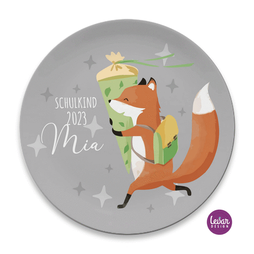 Kinderteller Einschulung - Schlau wie ein Fuchs | Geschenk Einschulung mit Fuchs Schulanfang personalisiert | Artikelnummer: 1148-1588-6828 -3