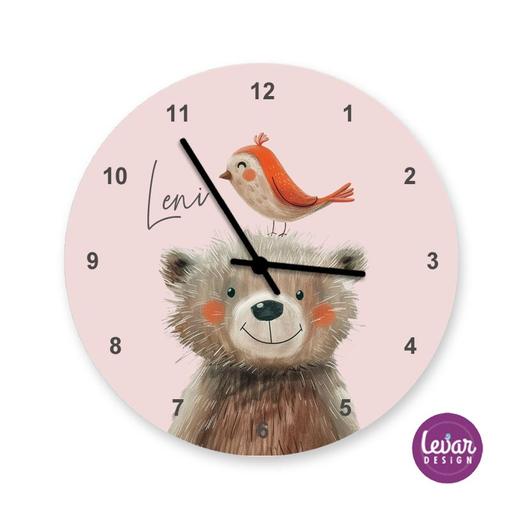 Kinderzimmer Uhr Bär Zootiere | Leise tickende Wanduhr für Kinder | Artikelnummer: 125565791 -9