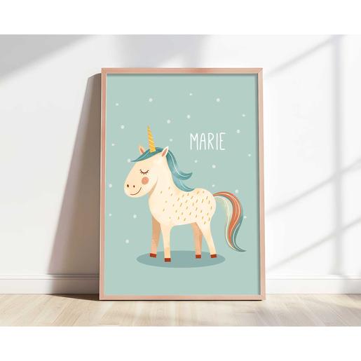 Einhorn - Personalisiertes Poster | Babyposter | Zauberhaftes Kinderzimmerbild gedruckt auf Aquarellpapier | Artikelnummer: 4558802 -4