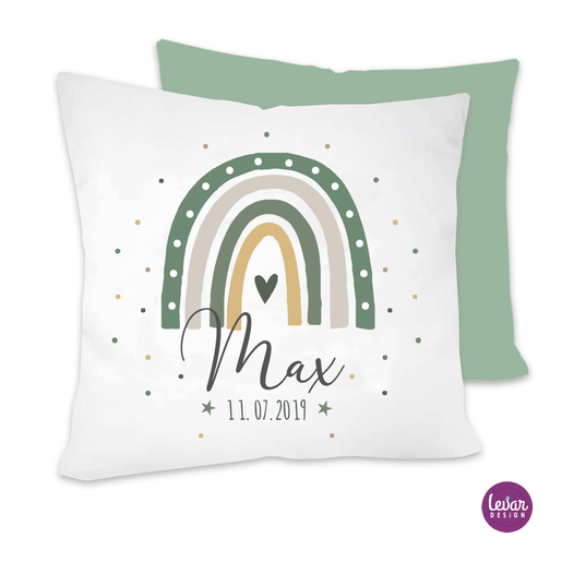 Babykissen Regenbogen mit Füllung  | Zauberhaftes Kissen zur Geburt und Taufe mit Geburtsdaten | Artikelnummer: 1137-3471-8255 -4