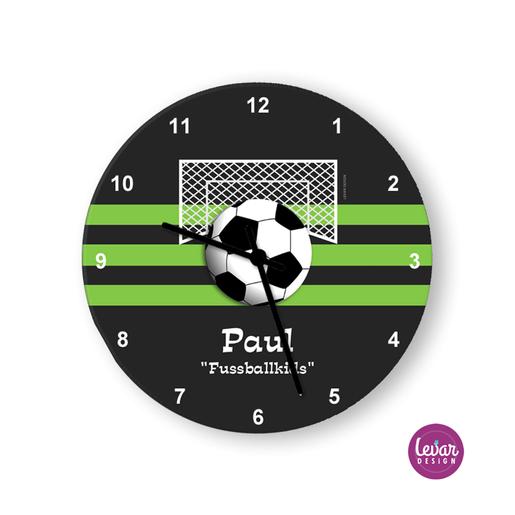 Wanduhr, Kinderzimmer Uhr, Fußball | Personalisiertes Geschenk für Jungs | Artikelnummer: 1758-1483-6128 -7