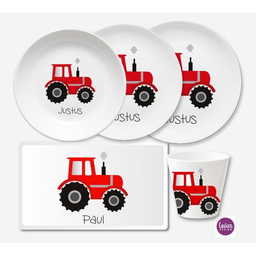 Kindergeschirr Set 5 teilig Traktor | Geschirrset aus Melamin und BPA frei für Kinder | Artikelnummer: 4387-5304-8605 -1