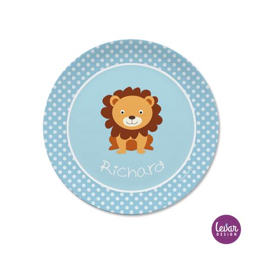Kinderteller mit Name Löwe  | Teller mit Namen aus Melamin BPA frei | Artikelnummer: kitelloemi -2