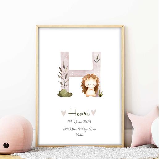 Poster personalisiert Buchstabe | Namensbild mit Geburtsdaten für Kinder | Artikelnummer: 2654-5135-6540 -1