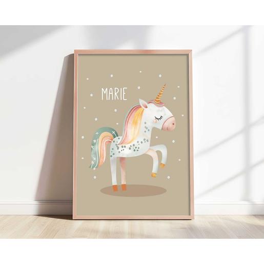 Einhorn - Personalisiertes Poster | Babyposter | Zauberhaftes Kinderzimmerbild gedruckt auf Aquarellpapier | Artikelnummer: 4558802 -3
