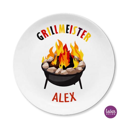 Grillteller aus Melamin  | Camping Teller mit Namen personalisiert, BPA frei und hergestellt in Deutschland | Artikelnummer: 6338-3147-7505 -3