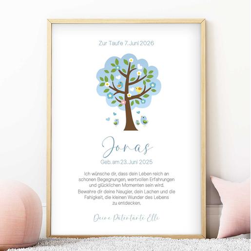 Patenbrief mit Namen - Lebensbaum | Fineart - Kunstdruck mit Namen und Geburtsdaten | Artikelnummer: 2331-7240-105891 -3