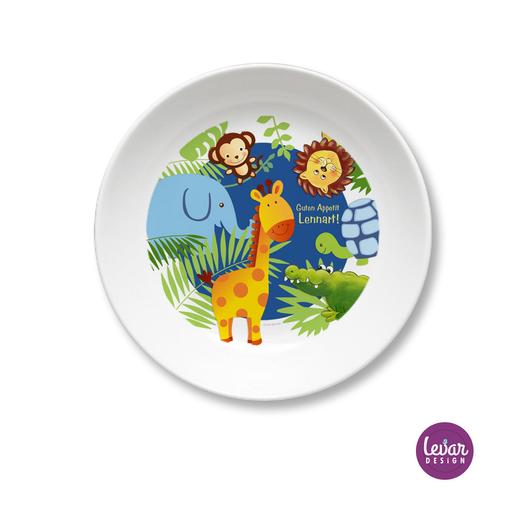 Melaminteller tief/Schale Dschungel | Kinderteller mit Namen BPA frei | Artikelnummer: kitedsch1 -1