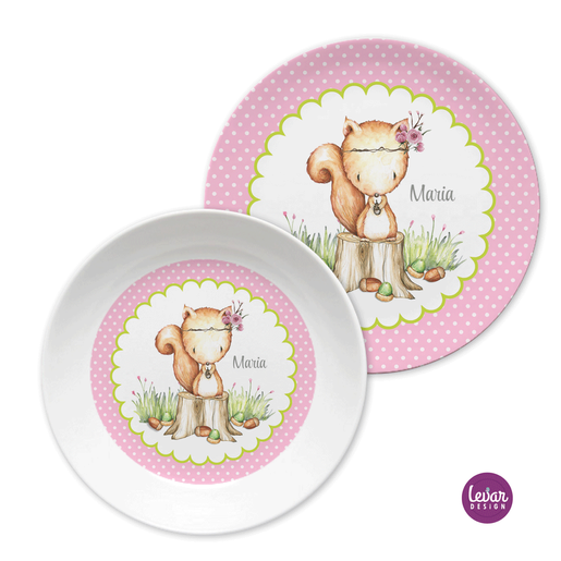 Hase Kindergeschirr Set, Kinderteller | Kinderteller mit Namen aus Melamin BPA frei | Artikelnummer: 52299116 -2