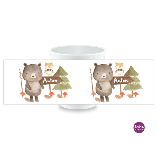 Kinderbecher Waldtiere, Bär | Becher mit Namen aus Melamin BPA frei | Artikelnummer: 55199128 -4